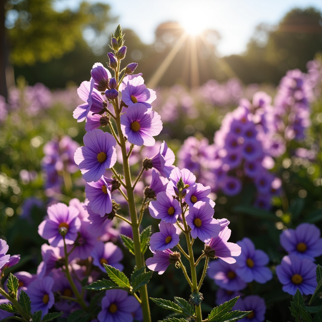 Prompt: Vibrant heliotrope flowers, rich purple hues, soft pink undertones, velvety green leaves, delicate yellow centers, whimsical garden scenery, warm sunny day, gentle breeze, intricate flower patterns, realistic textures, ambient occlusion, shallow depth of field, 3/4 composition, panoramic view.