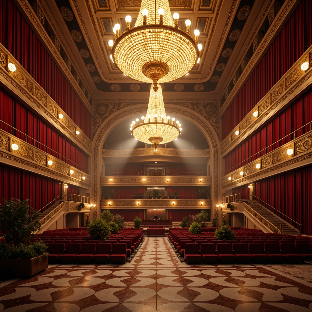 Prompt: Grand opera house, ornate chandeliers, red velvet curtains, gilded balconies, marble floors, sweeping staircases, majestic high ceilings, dramatic spotlights, warm golden lighting, soft shadows, subtle color temperature changes, layered illumination, 3-point lighting setup, high-contrast ratio, atmospheric fog effects, cinematic lighting transitions, realistic reflections, detailed textures, shallow depth of field, 1/2 composition.