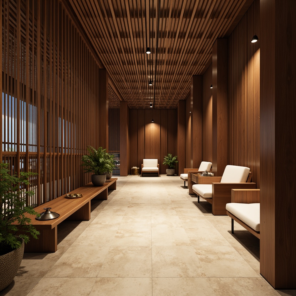 Prompt: Polished wooden floors, dark-stained bamboo, natural stone tiles, soft cream-colored carpet, minimalist design, subtle Asian-inspired patterns, elegant waiting area, comfortable seating, calm ambiance, warm lighting, traditional Japanese tatami mats, sleek modern furniture, metallic accents, neutral color palette, calming greenery, serene atmosphere, shallow depth of field, 3/4 composition, realistic textures, ambient occlusion.