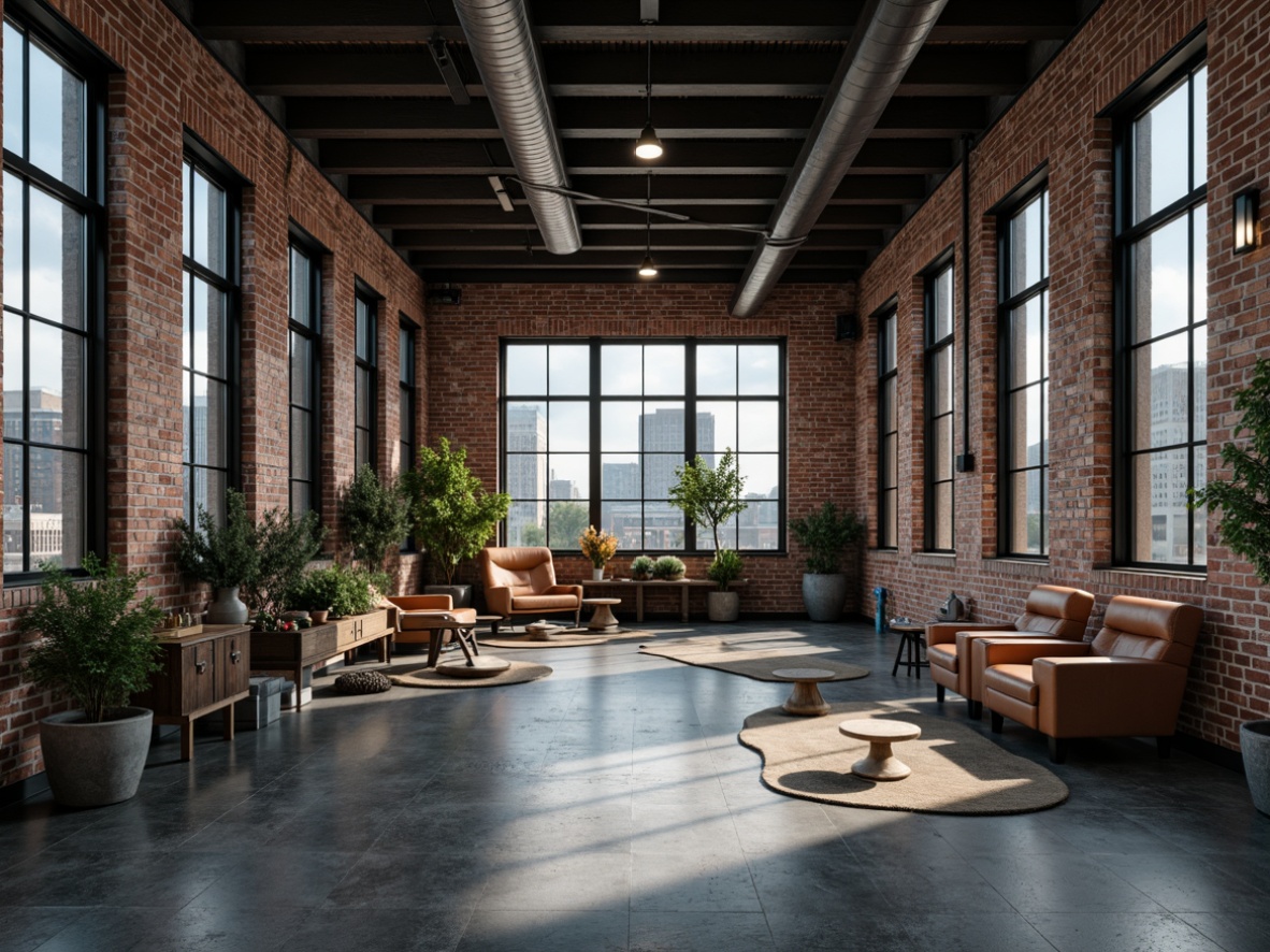 Prompt: Rustic industrial setting, exposed brick walls, metal beams, reclaimed wood accents, distressed concrete floors, earthy tones, muted grays, worn blues, weathered copper hues, industrial lighting fixtures, urban cityscape views, overcast skies, soft diffused light, high contrast ratio, cinematic color grading, moody atmosphere, dramatic shadows.