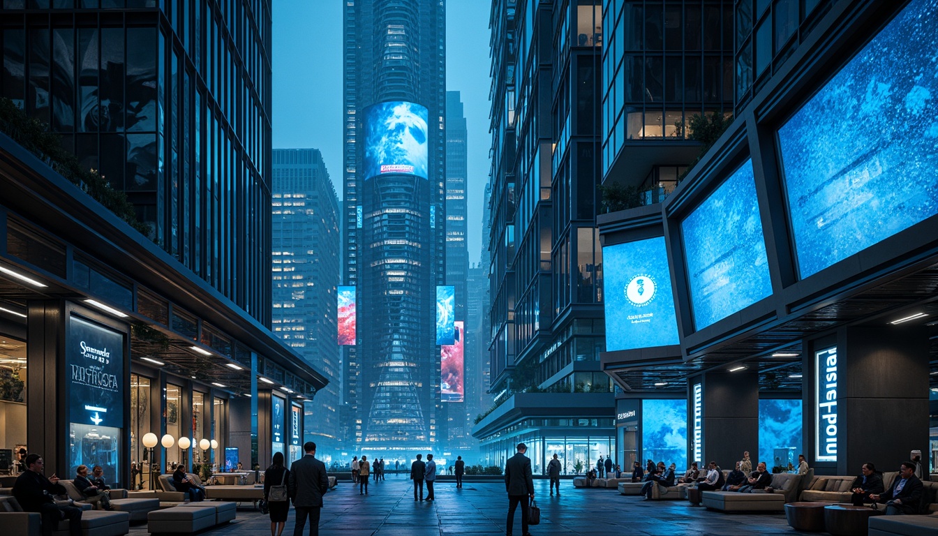 Prompt: Futuristic cityscape, neon-lit skyscrapers, holographic advertisements, sleek metal towers, glowing blue accents, LED strip lighting, floor-to-ceiling windows, minimalist interior design, angular lines, metallic materials, ambient occlusion, soft box lighting, overhead spotlights, suspended orb lamps, cylindrical pendant lights, neon tube installations, programmable color schemes, dynamic light patterns, 3D-printed fixtures, translucent glass shades, anodized aluminum, matte black finishes, cyberpunk-inspired aesthetics, high-contrast ratios, cinematic lighting effects.