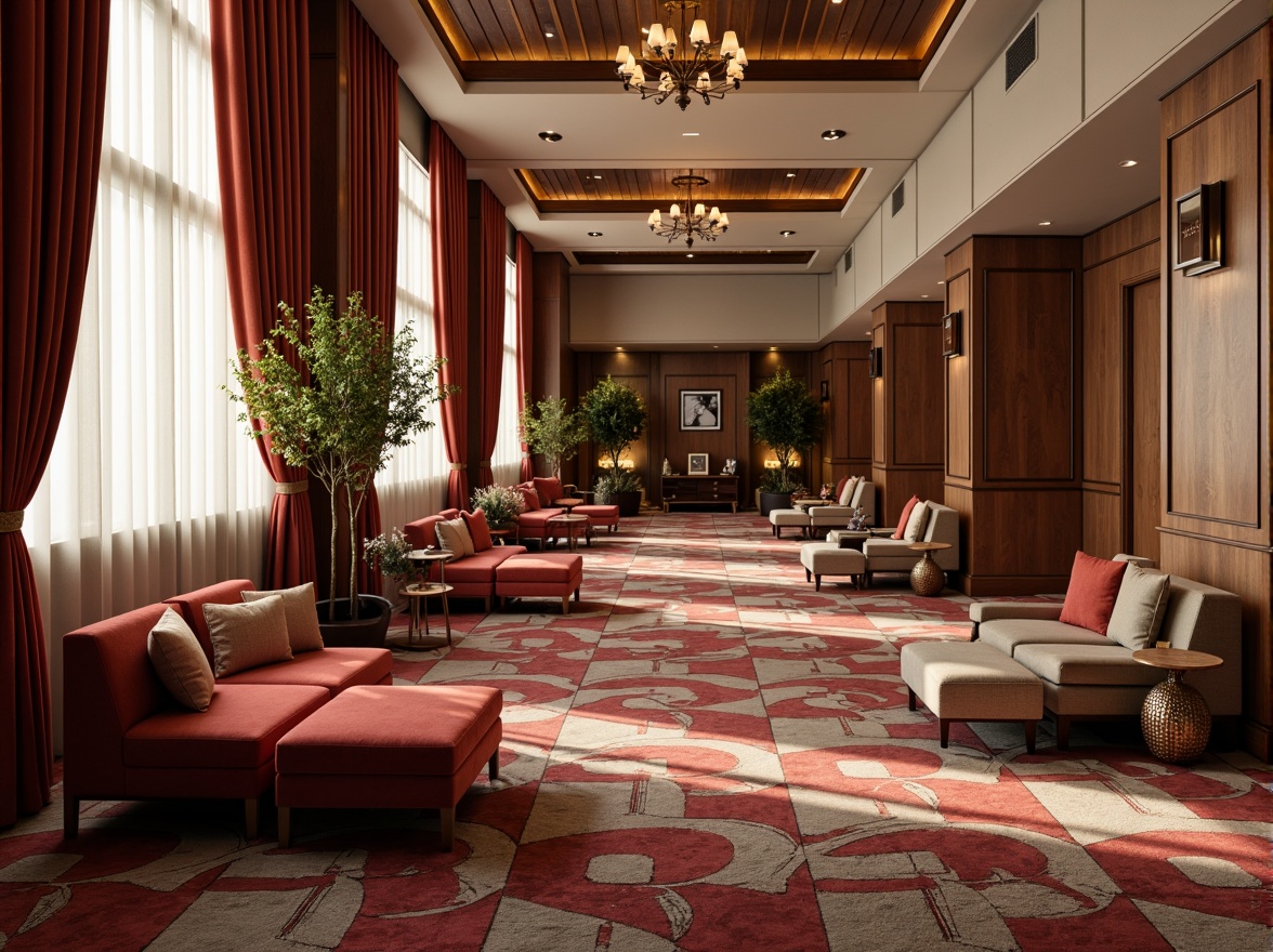 Prompt: Luxurious hotel lobby, rich velvet fabrics, soft plush carpets, elegant drapery, sophisticated upholstery, comfortable bedding, vibrant accent pillows, natural fiber rugs, subtle patterned wallpapers, warm ambient lighting, cozy seating areas, refined modern furniture, polished metal accents, sleek wooden fixtures, calming neutral tones, soothing earthy colors, textured woven fabrics, durable stain-resistant materials, high-traffic performance textiles.