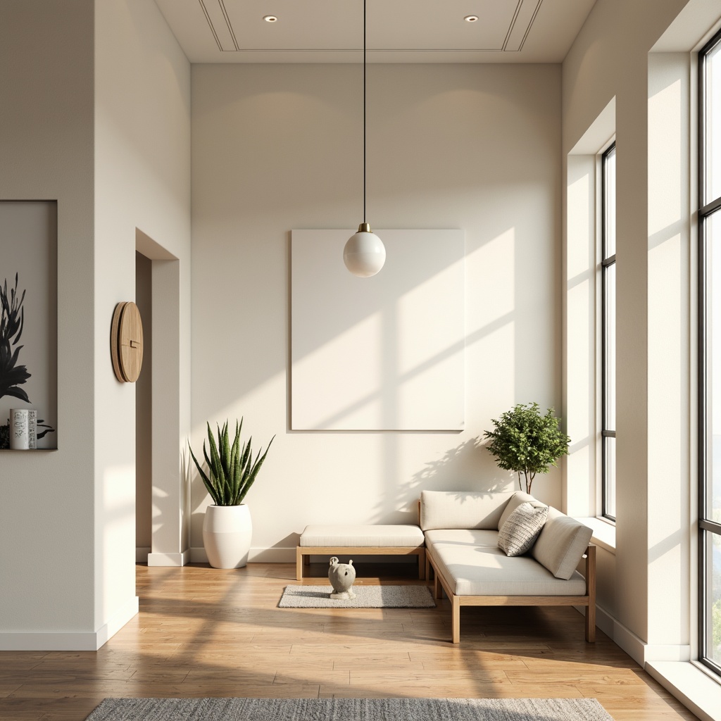 Prompt: \Simple modern interior, monochromatic color scheme, soft pastel hues, clean lines, minimal ornamentation, neutral beige walls, sleek wooden floors, geometric shapes, industrial chic accents, metallic tones, natural textures, abundant sunlight, soft shadows, shallow depth of field, 1/1 composition, realistic renderings, ambient occlusion.\Please let me know if you need any adjustments or have further inputs!