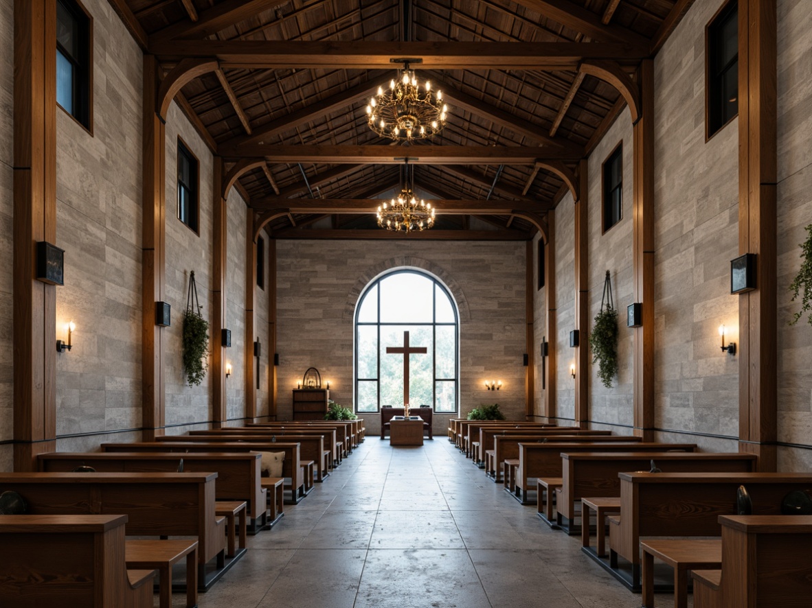 Prompt: Exposed beams, industrial chic, memorial centers, solemn atmosphere, reverent lighting, natural stone walls, polished concrete floors, metallic accents, reclaimed wood features, minimalist decor, subtle color palette, ambient shadows, dramatic archways, grandiose scale, high ceilings, ornate chandeliers, softbox lighting, 1/1 composition, cinematic framing, realistic textures, advanced normal mapping.