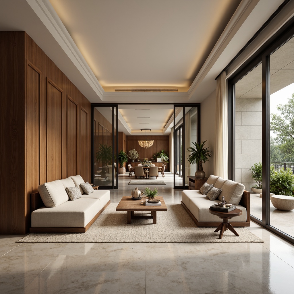 Prompt: Elegant living room, polished marble floors, sleek wooden furniture, refined metal decorations, minimalist design, soft warm lighting, shallow depth of field, 1/1 composition, realistic textures, ambient occlusion, comfortable seating areas, luxurious fabrics, subtle color palette, sophisticated atmosphere.