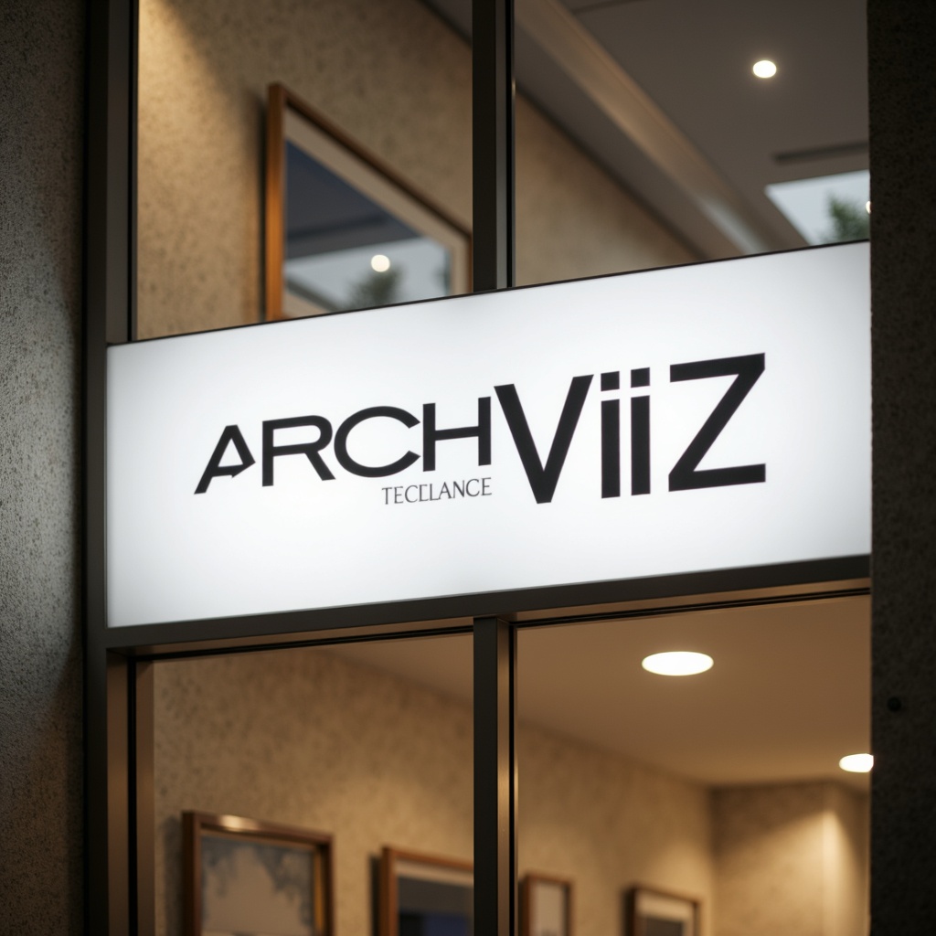 Prompt: Clean white signage, sans-serif font, subtle LED lighting, minimalist logo design, neutral color palette, simple typography, modern materials, sleek metal frames, wall-mounted installation, abstract geometric patterns, negative space emphasis, gentle gradient effects, 1/1 composition, shallow depth of field, soft warm lighting, realistic textures.