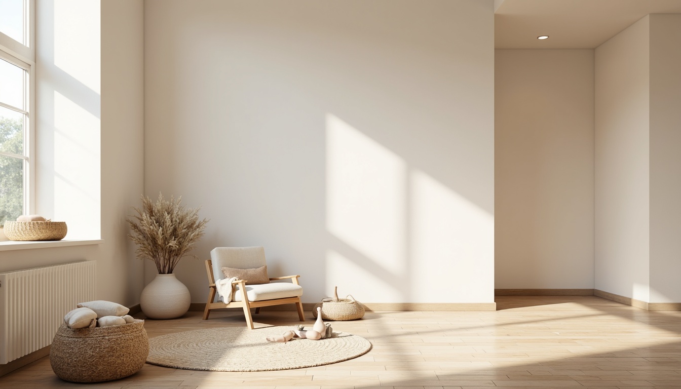 Prompt: Minimalist living room, soft beige walls, light wood flooring, natural textiles, woven baskets, simple furniture, clean lines, minimal ornamentation, calm atmosphere, warm candlelight, subtle shadows, 1/1 composition, shallow depth of field, realistic textures, ambient occlusion, Nordic-inspired accents, monochromatic color scheme, creamy whites, pale woods, gentle pastels.