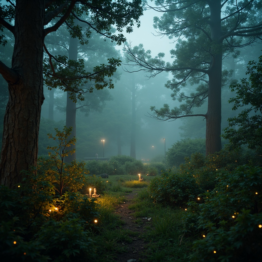 Prompt: Mystical forest, twinkling fireflies, soft foggy atmosphere, eerie mist, ancient trees, gnarled branches, vibrant foliage, warm golden lighting, subtle color grading, cinematic depth of field, 1/2 composition, low-key illumination, ambient Occlusion, subtle volumetric lighting, mystical ambiance.