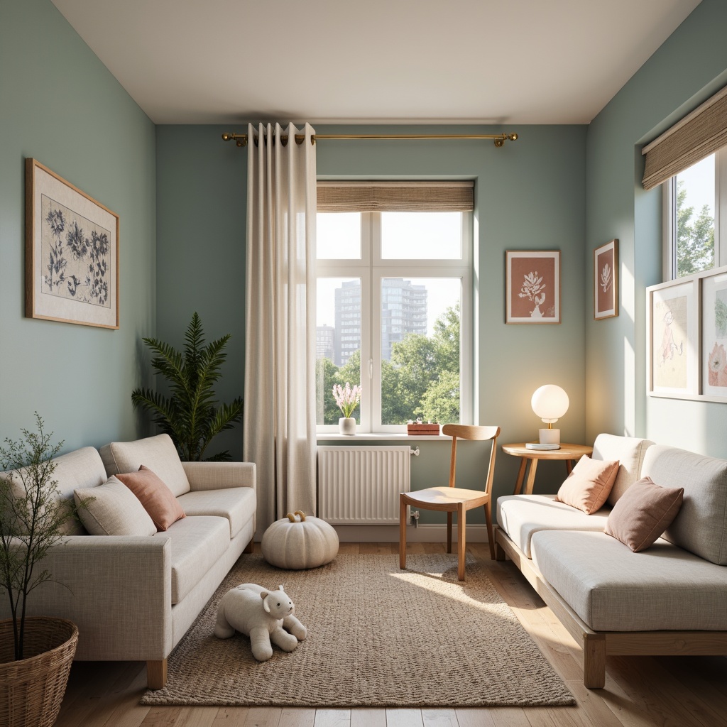 Prompt: Cozy dorm room, soft warm lighting, pastel color scheme, calming blue walls, creamy white furniture, rich wood accents, plush area rug, comfortable bedding, minimalist decor, modern Scandinavian design, natural textiles, earthy tone palette, soft peach hues, muted sage green, gentle lavender shades, warm beige tones, subtle patterned fabrics, 1/1 composition, intimate atmosphere, relaxed vibe, soothing ambiance.