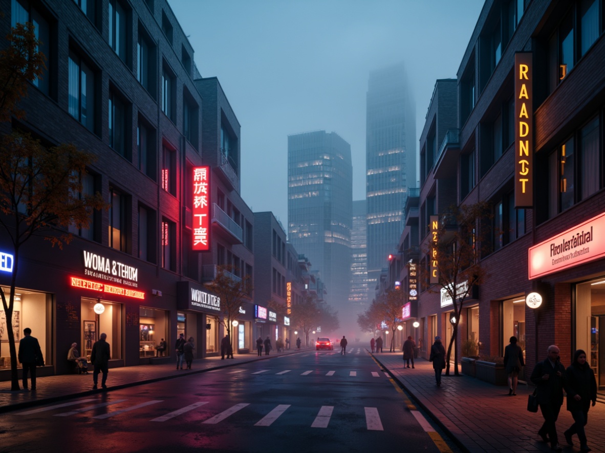 Prompt: Moody atmospheric environment, soft warm glow, misty foggy air, subtle color grading, vibrant neon lights, futuristic urban cityscape, sleek modern skyscrapers, glossy reflective surfaces, dimly lit alleys, mystical twilight ambiance, cinematic depth of field, shallow focus range, 1/1 composition, panoramic view, realistic volumetric lighting, ambient occlusion, atmospheric scattering, god rays, crepuscular rays.