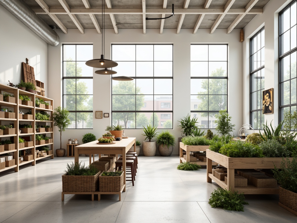 Prompt: Minimalist grocery store interior, clean white walls, polished concrete floors, sleek metal shelves, sparse product displays, natural light pouring in through large windows, industrial-style lighting fixtures, simple wooden tables, woven baskets, earthy tone color palette, abundant greenery, living plants, organic produce stands, rustic wood accents, modern minimalist decor, plenty of negative space, 1/1 composition, soft diffused lighting, shallow depth of field.