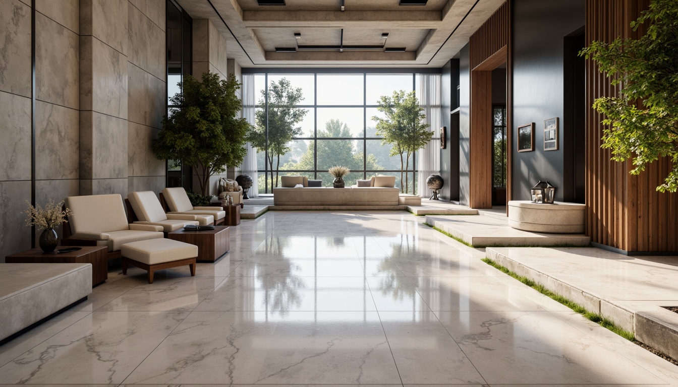 Prompt: Polished marble floors, sleek stone tiles, modern minimalist interior, high-gloss finish, industrial chic aesthetic, urban loft atmosphere, concrete accents, metallic undertones, geometric patterns, natural stone textures, ambient lighting, shallow depth of field, 1/1 composition, realistic reflections, subtle color palette, luxurious ambiance, sophisticated design elements.