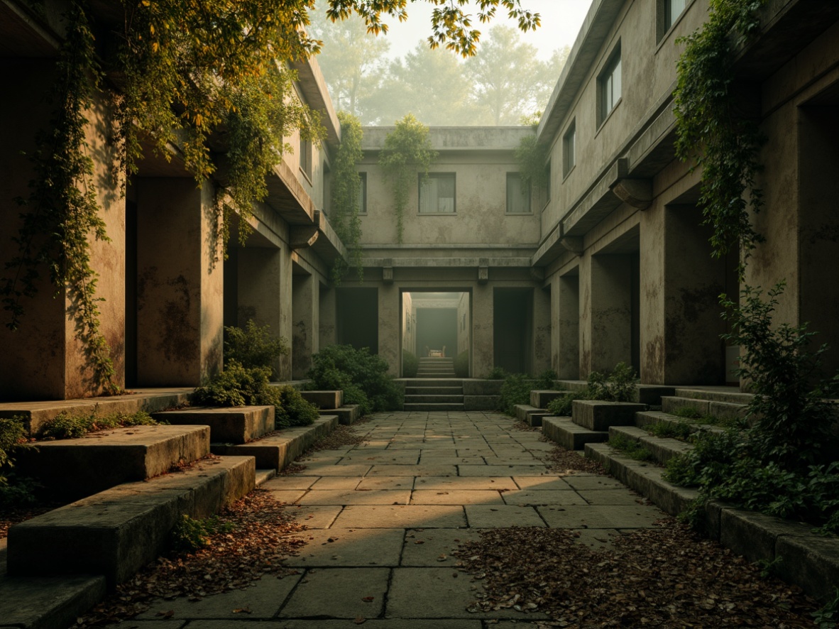 Prompt: Mysterious ancient temple, worn stone walls, overgrown vegetation, misty atmosphere, warm golden lighting, soft ambient glow, intricate carvings, mysterious artifacts, dusty tomes, forgotten relics, eerie silence, subtle fog effects, cinematic depth of field, 1/1 composition, realistic textures, atmospheric scattering.