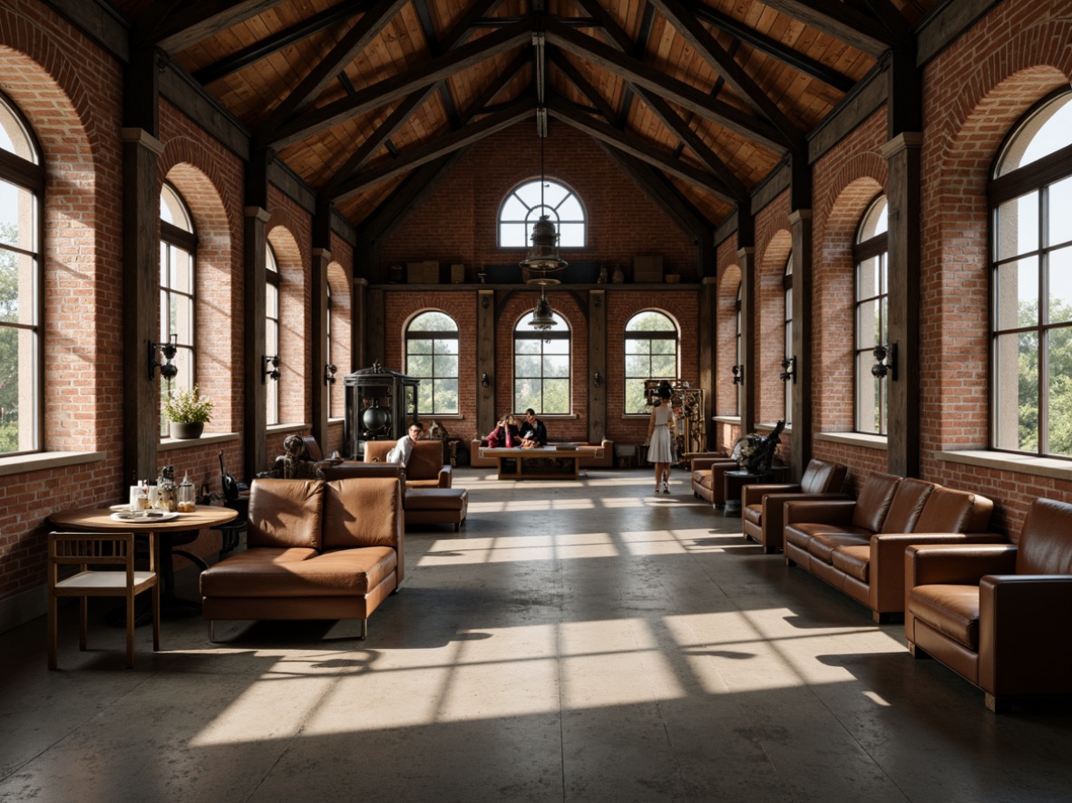 Prompt: Rustic monastery interior, industrial chic aesthetic, steel accents, exposed brick walls, reclaimed wood beams, metal lanterns, distressed leather furniture, vintage machinery, urban loft atmosphere, high ceilings, concrete floors, minimalist decor, monastic simplicity, warm softbox lighting, 1/1 composition, shallow depth of field, cinematic textures, ambient occlusion.