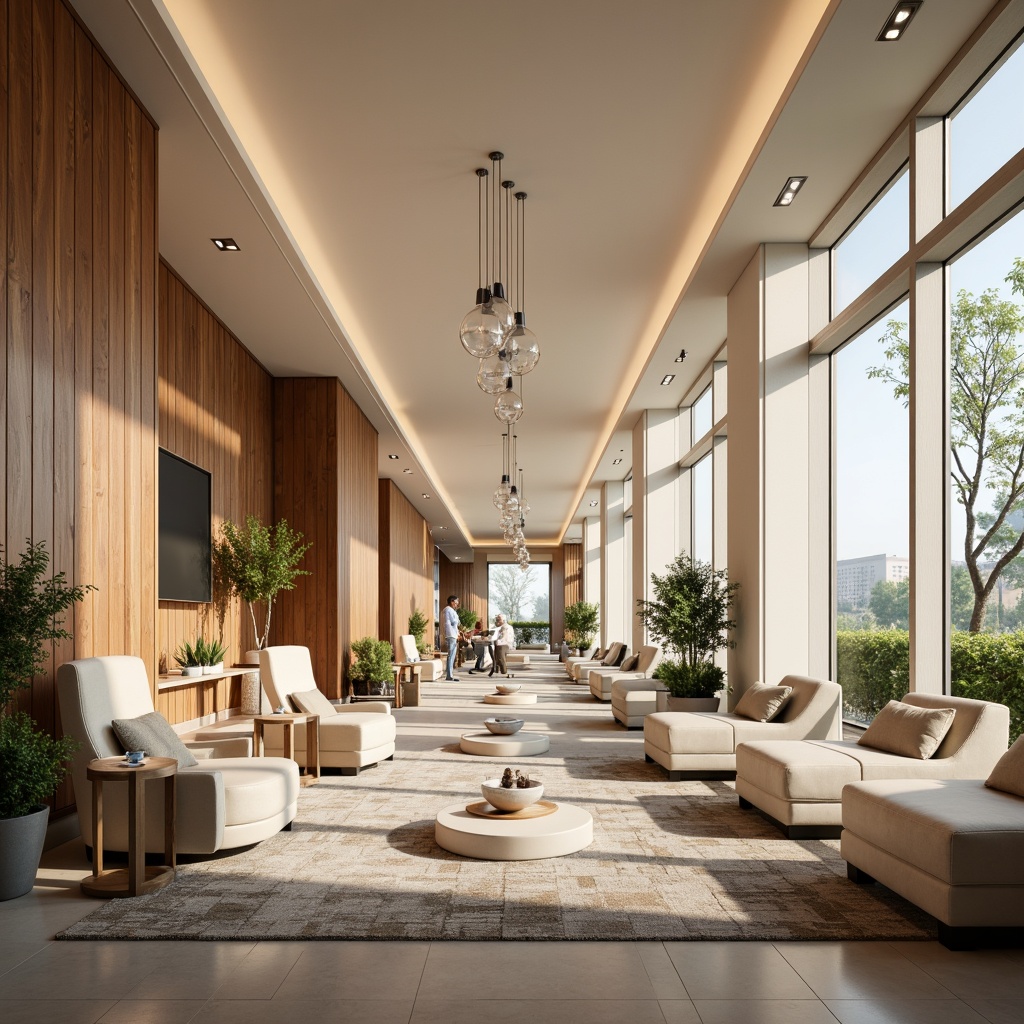 Prompt: Sleek modern interior, curved lines, polished chrome accents, minimalist decor, luxurious fabrics, warm beige tones, soft creamy whites, rich wood veneers, metallic silver leafing, elegant pendant lights, cylindrical glass shades, rounded spherical fixtures, adjustable arm lamps, floor-to-ceiling windows, natural daylight, warm ambient glow, 1/1 composition, shallow depth of field, realistic reflections, high-contrast lighting.