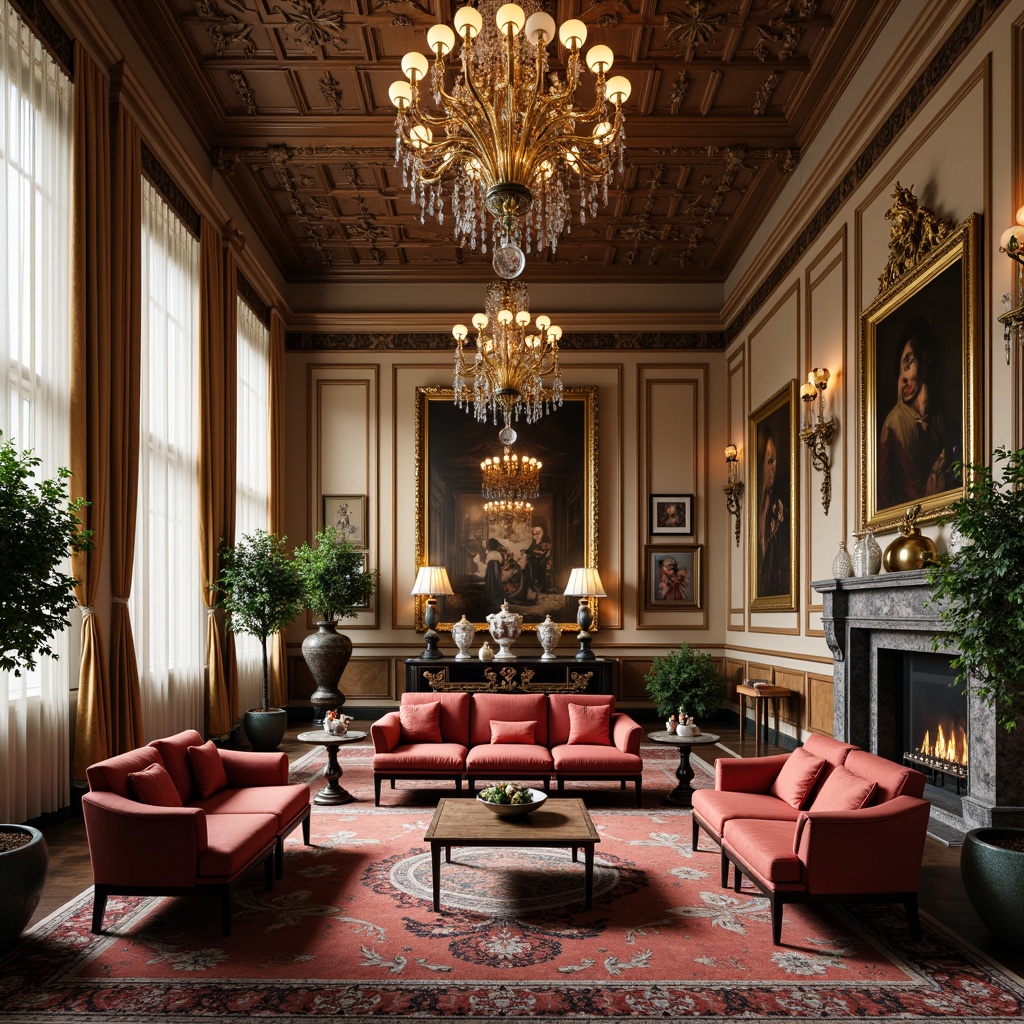 Prompt: Elegant mansion interior, ornate chandeliers, grand pianos, velvet sofas, intricately carved wooden furniture, gilded frames, luxurious silk fabrics, crystal vases, marble fireplaces, symmetrical architecture, high ceilings, large windows, natural light, warm soft lighting, shallow depth of field, 1/2 composition, realistic textures, ambient occlusion.