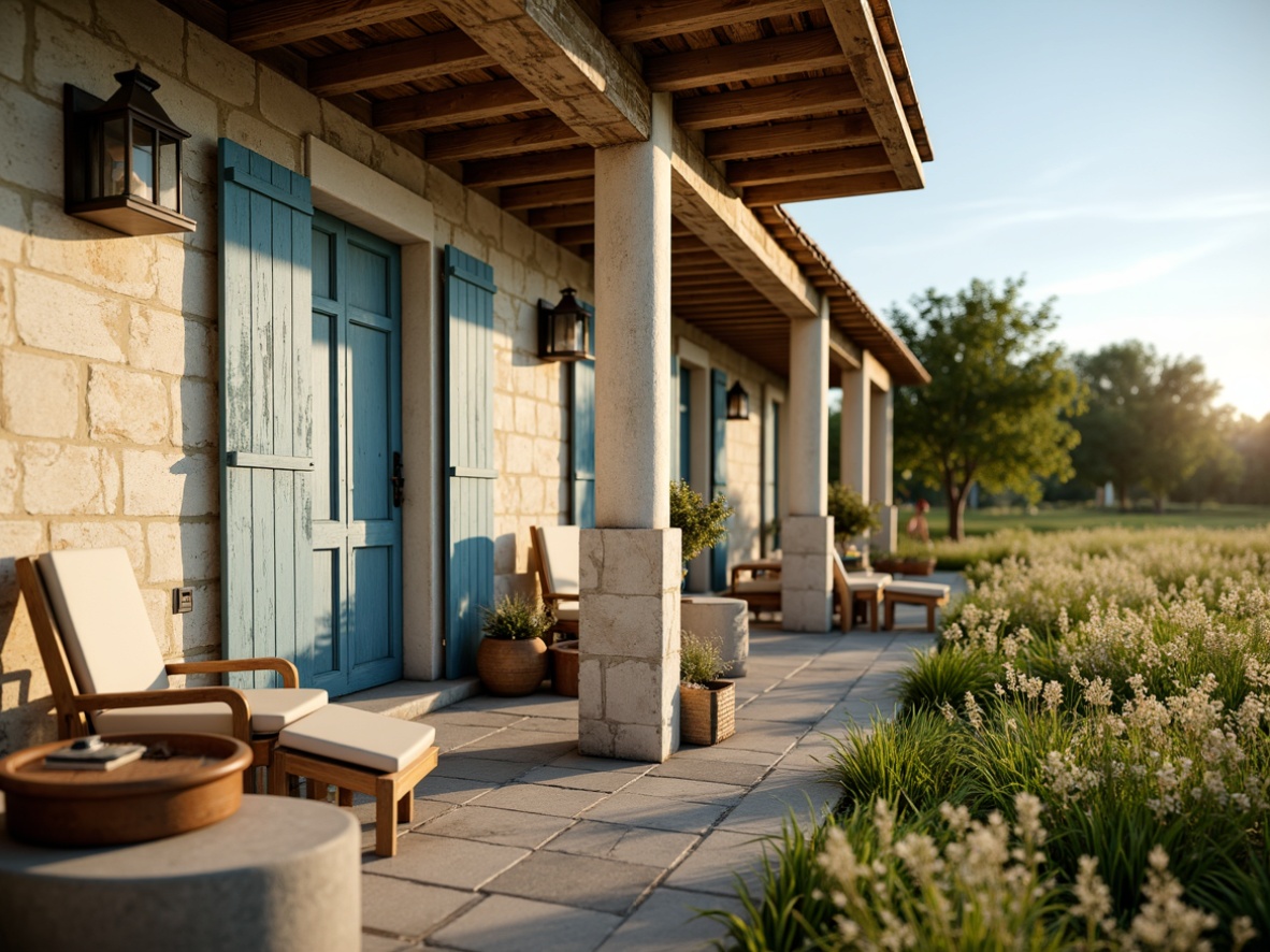 Prompt: Rustic farmhouse, distressed wooden accents, soft warm beige, creamy whites, weathered stone walls, faded blue shutters, vintage metal lanterns, lush greenery, wildflower fields, sunny afternoon, warm golden light, shallow depth of field, 3/4 composition, panoramic view, realistic textures, ambient occlusion.Let me know if this meets your requirements!