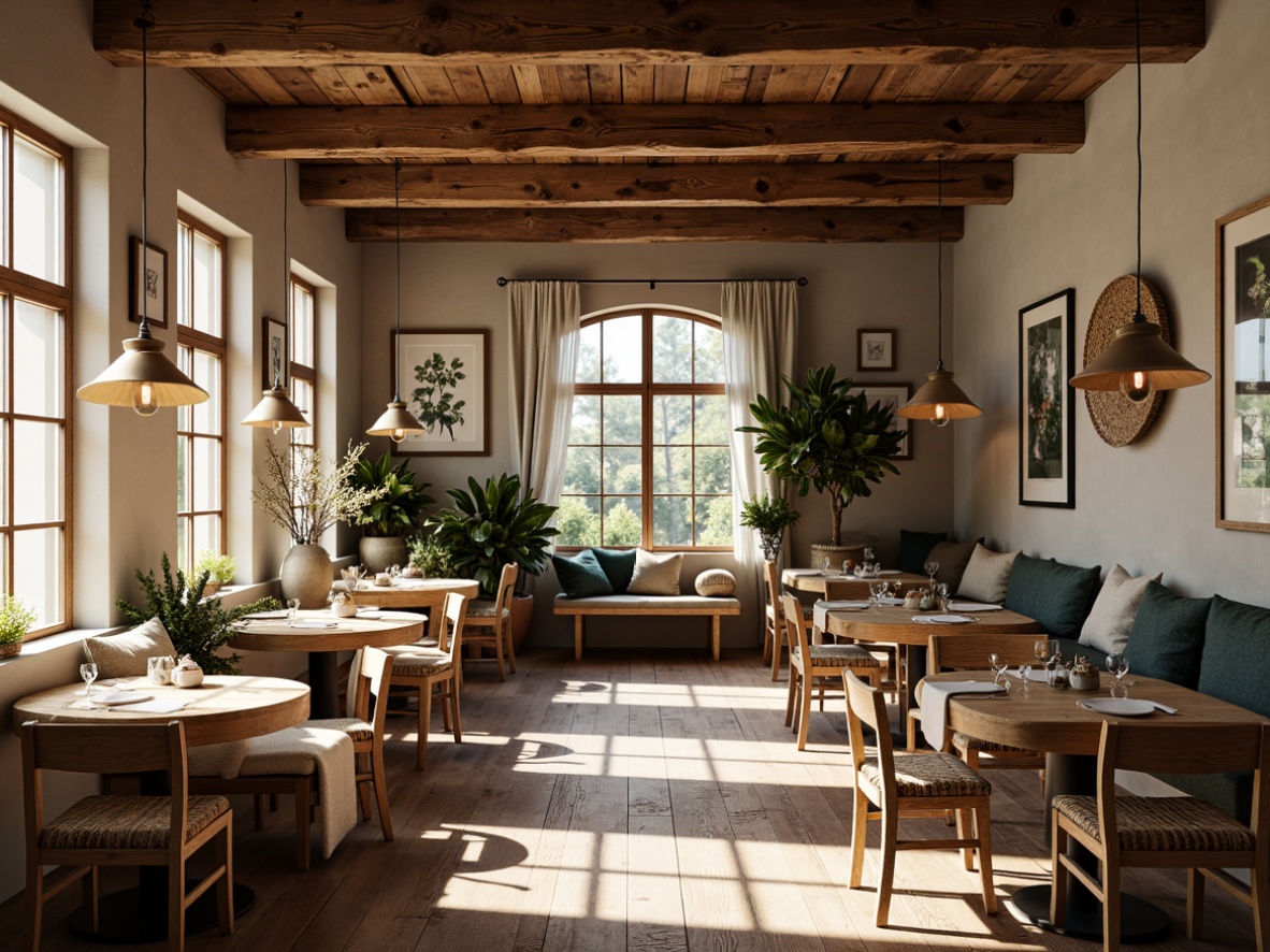 Prompt: Cozy Scandinavian dining hall, wooden accents, natural textures, woven textiles, plush throw blankets, geometric patterns, earthy tones, soft warm lighting, rustic wood tables, minimalist chairs, pendant lamps, nature-inspired artwork, lush greenery, botanical prints, Nordic folk elements, traditional Dala horses, vintage ceramics, woven baskets, ambient shadows, 1/1 composition, realistic fabrics, subtle color palette.