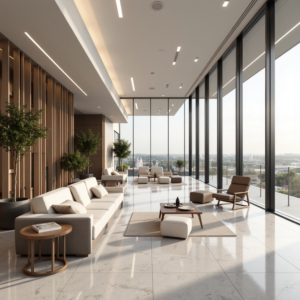 Prompt: Monochromatic modern interior, sleek lines, minimalist decor, neutral color palette, creamy whites, rich grays, taupe accents, polished marble floors, glossy surfaces, metallic frames, floor-to-ceiling windows, abundant natural light, soft warm glow, 1/1 composition, shallow depth of field, realistic textures, ambient occlusion.