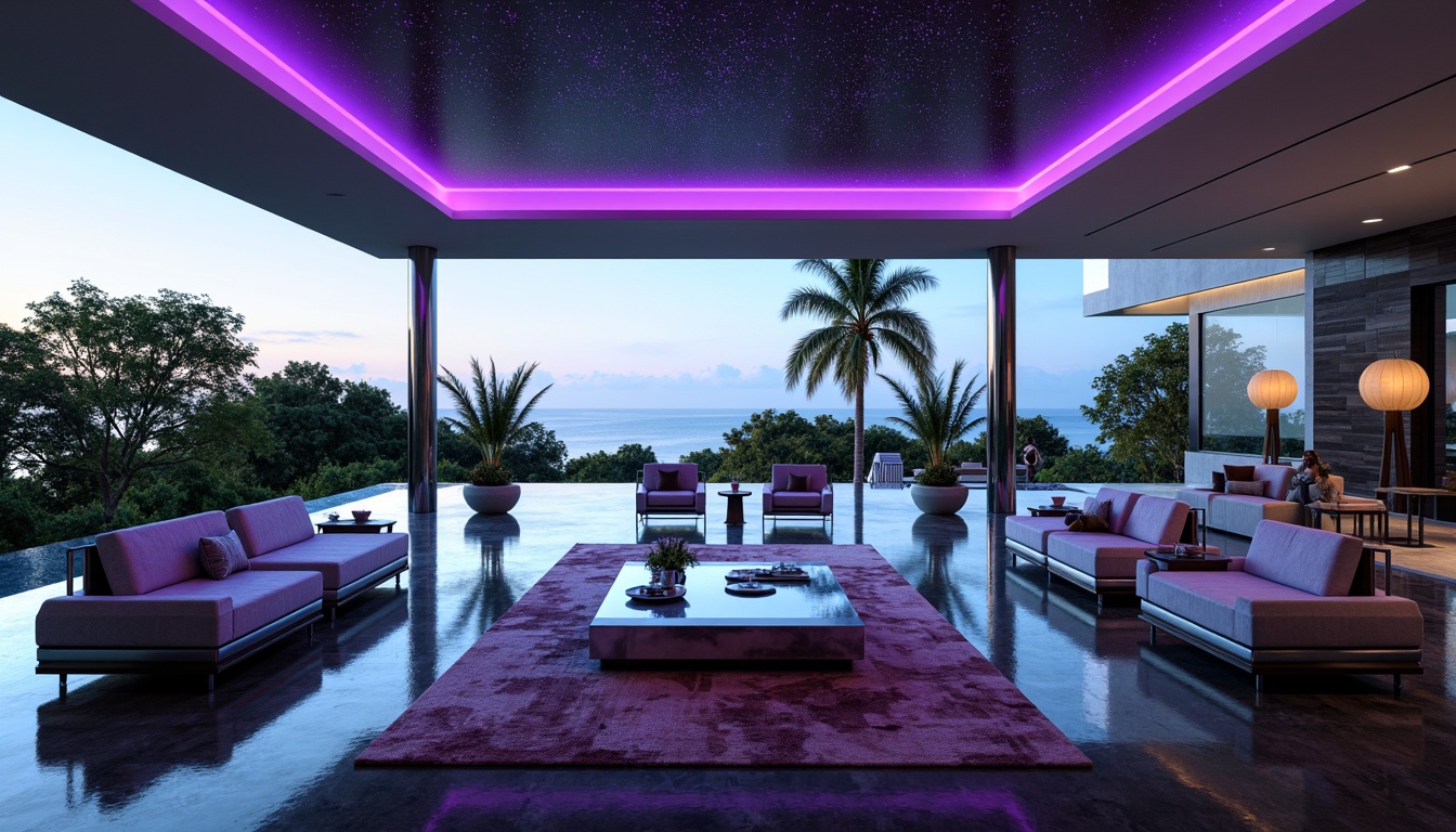 Prompt: Luxurious villa interior, futuristic furniture design, sleek metallic frames, velvet upholstery, neon-lit ambiance, holographic patterns, levitating chairs, minimalist coffee tables, geometric-shaped sofas, chrome-plated accents, ambient LED lighting, floor-to-ceiling windows, panoramic views, spacious open-plan living areas, high-gloss marble floors, avant-garde decor, innovative storage solutions, hidden compartments, ergonomic seating systems, adjustable headrests, smart home automation, voice-controlled appliances, futuristic gadget integration.