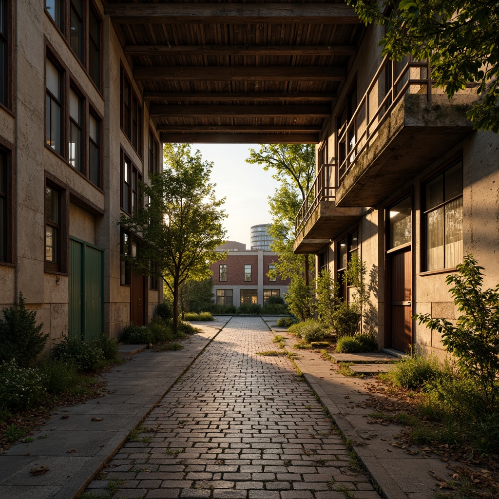 Prompt: Rustic wooden planks, distressed finishes, rough-hewn stones, moss-covered walls, weathered metal panels, faded murals, peeling paint, cracked concrete, worn brick roads, overgrown vegetation, abandoned industrial sites, warm golden lighting, shallow depth of field, 1/1 composition, cinematic mood, high-contrast textures, ambient occlusion.