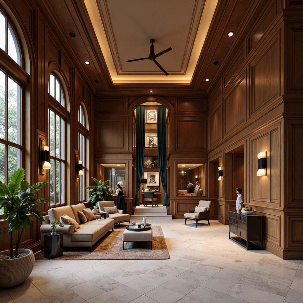 Prompt: Luxurious interior, high-end finishes, rich wood tones, polished marble surfaces, metallic accents, soft gold lighting, velvety smooth fabrics, subtle texture contrasts, ornate moldings, refined color palette, sophisticated ambiance, elegant furniture silhouettes, premium leather upholstery, delicate pattern nuances, understated luxury, warm inviting atmosphere, softbox lighting, 1/1 composition, realistic reflections, ambient occlusion.