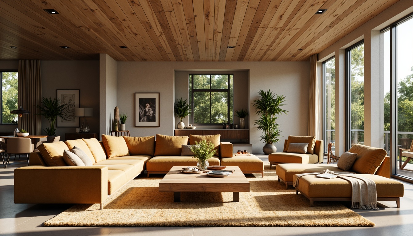 Prompt: Luxurious living room, plush velvet sofa, wooden coffee table, comfortable armchairs, soft cushion pillows, warm beige carpet, modern minimalist decor, sleek metal lamps, natural stone walls, floor-to-ceiling windows, bright sunny day, soft warm lighting, shallow depth of field, 3/4 composition, realistic textures, ambient occlusion.