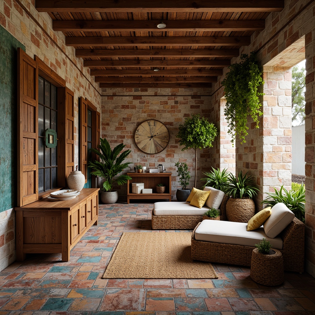 Prompt: Rustic wooden planks, distressed metal sheets, rough stone walls, vintage brick facades, intricate mosaic patterns, colorful ceramic tiles, woven wicker furniture, natural fiber rugs, earthy tone color palette, warm golden lighting, shallow depth of field, 1/2 composition, realistic textures, ambient occlusion.