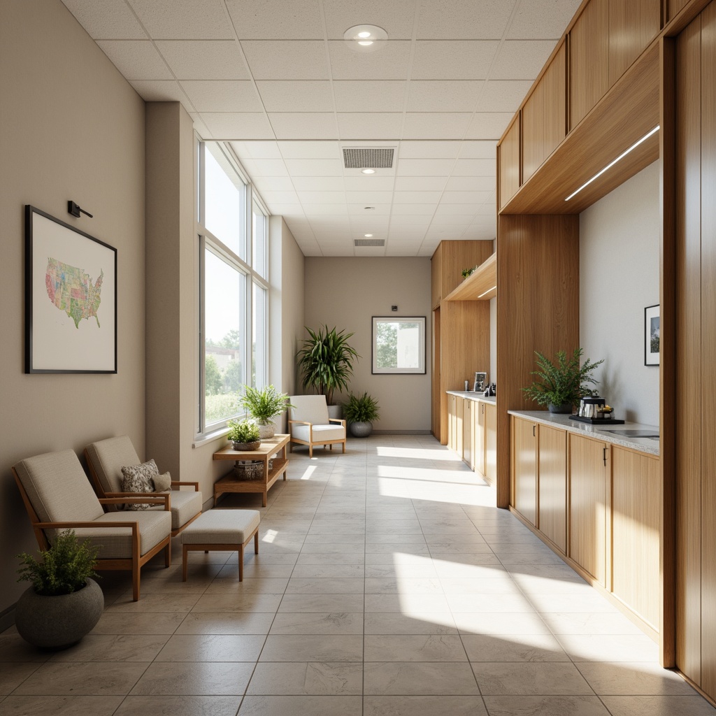 Prompt: \Neutral-toned clinic interior, soft beige walls, warm wooden accents, subtle greenery, calming blue undertones, natural stone flooring, minimalist decor, sleek metal fixtures, modern academic atmosphere, abundant natural light, indirect soft lighting, 1/1 composition, realistic textures, ambient occlusion.\Please let me know if this meets your expectations!