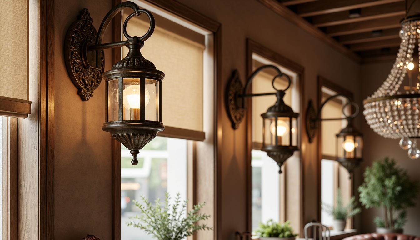 Prompt: Distressed metal lanterns, vintage-inspired sconces, reclaimed wood accents, soft warm glow, warm beige tones, natural linen shades, rustic bronze fixtures, ornate crystal chandeliers, elegant drapery, comfortable waiting areas, calming atmosphere, subtle lighting transitions, layered window treatments, organic textures, earthy color palette, serene ambiance, 1/2 composition, warm natural light, realistic materials, ambient occlusion.