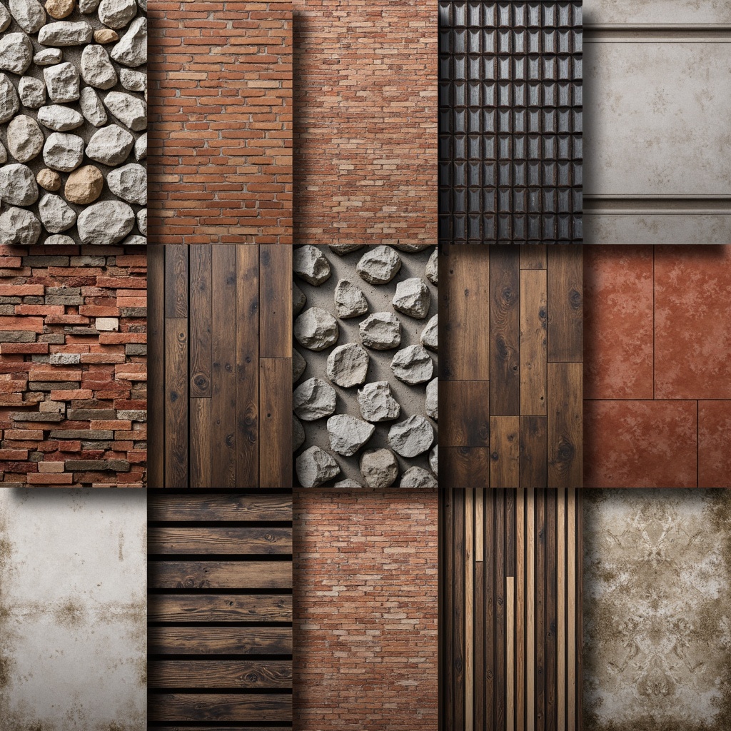 Prompt: Rustic stone walls, rough-hewn granite, distressed brick facades, weathered wooden planks, industrial metal cladding, geometric concrete patterns, natural stucco finishes, earthy terracotta hues, organic materiality, tactile surface details, subtle color variations, ambient occlusion, realistic normal mapping, high-resolution textures, dramatic lighting effects, atmospheric shading, cinematic composition.