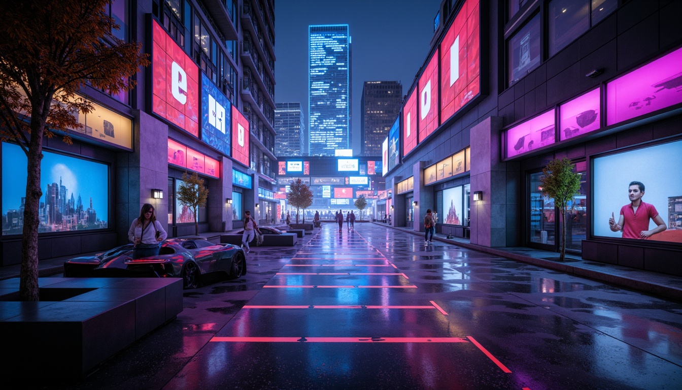 Prompt: Neon-lit cityscape, futuristic skyscrapers, holographic advertisements, sleek metallic surfaces, ambient glow, LED light strips, fiber-optic installations, iridescent colors, geometric patterns, 3D projections, atmospheric mist, softbox lighting, high-contrast ratios, cinematic compositions, dramatic shadows, infinite corridors, cyberpunk aesthetics, retro-futuristic elements, luminescent accents, kinetic sculptures, interactive light exhibits, immersive experiences.