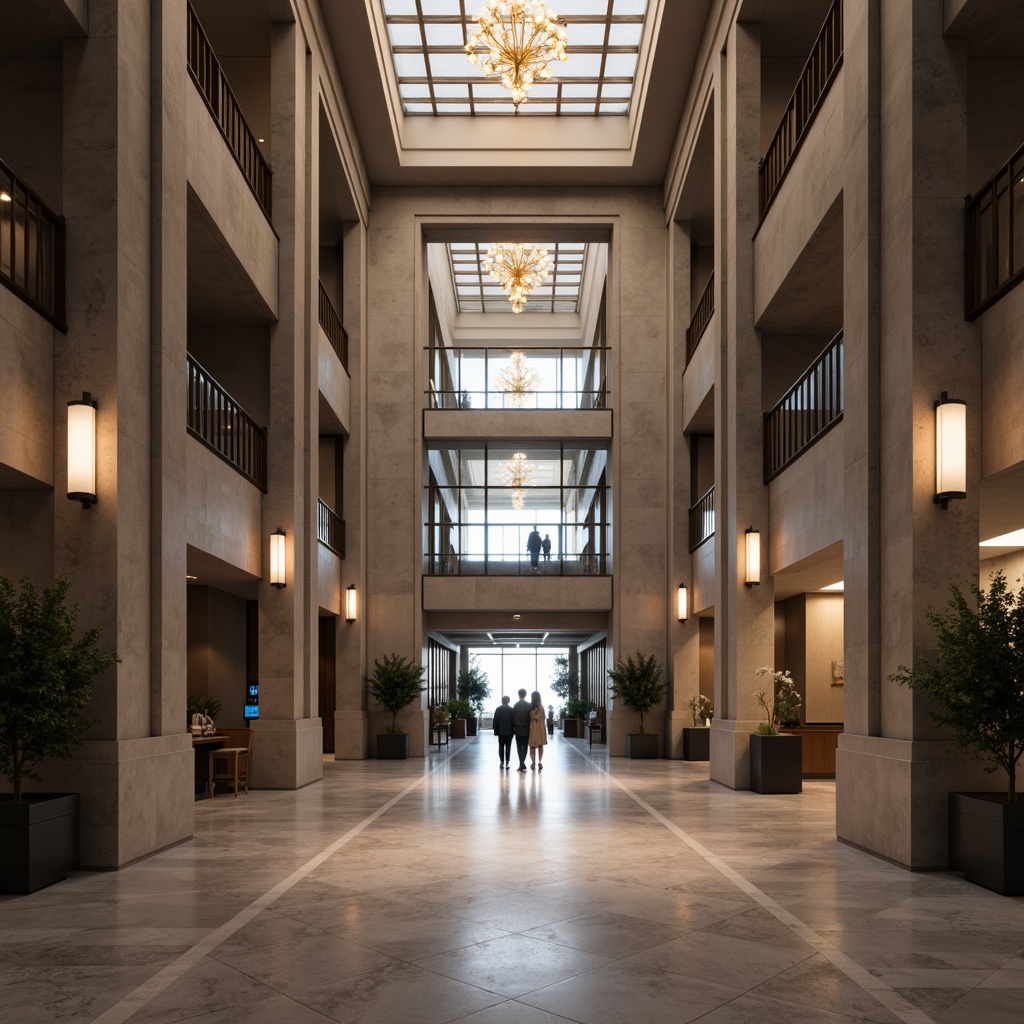 Prompt: Grand courthouse entrance, sleek modern columns, polished marble floors, high ceilings, elegant chandeliers, warm LED lighting, subtle color temperature, dramatic spotlighting, accent wall sconces, minimalist ceiling fixtures, sophisticated ambiance, natural light pouring through clerestory windows, soft diffused shadows, 1/1 composition, low-key background lighting, realistic reflections, detailed architectural textures.