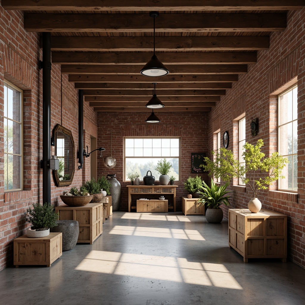 Prompt: Rustic warehouse, Scandinavian minimalism, exposed brick walls, polished concrete floors, wooden beams, metal pipes, industrial lighting fixtures, vintage factory equipment, distressed wood crates, natural textiles, woven baskets, earthy tone color palette, warm cozy ambiance, softbox lighting, shallow depth of field, 1/1 composition, realistic renderings, ambient occlusion.