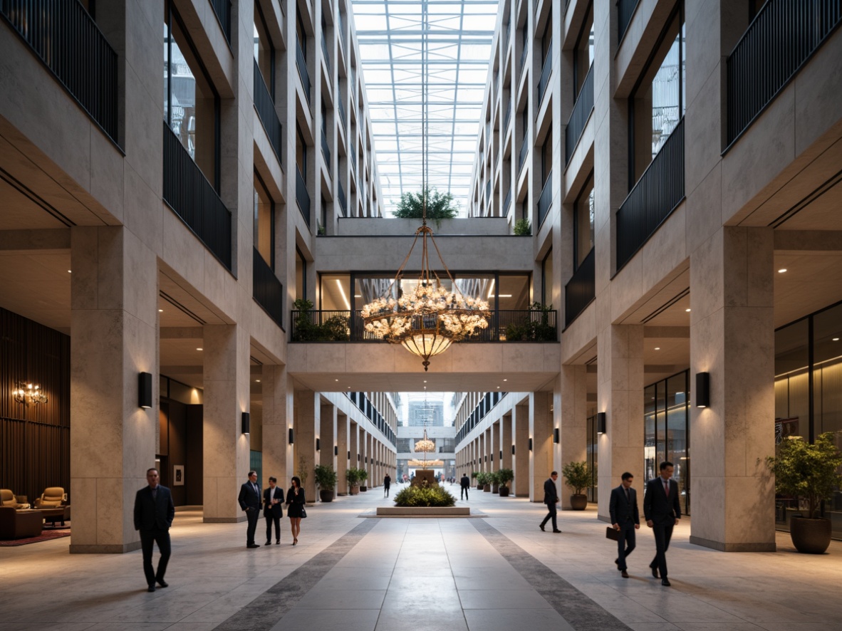 Prompt: Grand courthouse entrance, elegant stone columns, expansive glass atrium, modern chandeliers, soft warm lighting, subtle color temperature, ambient illumination, dramatic spotlights, sleek metal fixtures, minimalist decor, high ceilings, marble floors, spacious open spaces, natural daylight, clerestory windows, vertical blinds, subtle shadows, 1/1 composition, realistic textures, atmospheric rendering.