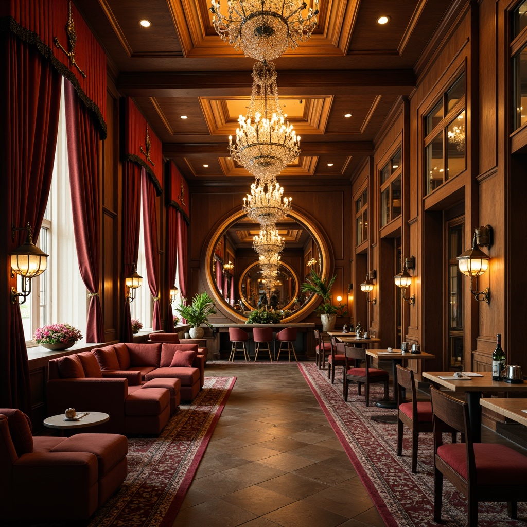 Prompt: Elegant casino interior, rich wood paneling, ornate mirrors, crystal chandeliers, velvet drapes, luxurious upholstery, antique furnishings, distressed finishes, rustic wooden beams, natural stone floors, warm earthy tones, soft golden lighting, shallow depth of field, 1/1 composition, intimate atmosphere, subtle textures, ambient occlusion.