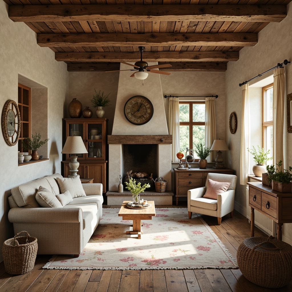 Prompt: Rustic countryside, distressed finishes, vintage accents, floral patterns, soft pastel hues, linen fabrics, cotton lace, velvet drapes, natural fibers, woven baskets, antique furniture, wooden beams, stone walls, ornate mirrors, candlelight ambiance, warm beige tones, earthy reds, mossy greens, creamy whites, subtle sheen, loose weaves, organic textures, traditional craftsmanship, nostalgic charm.