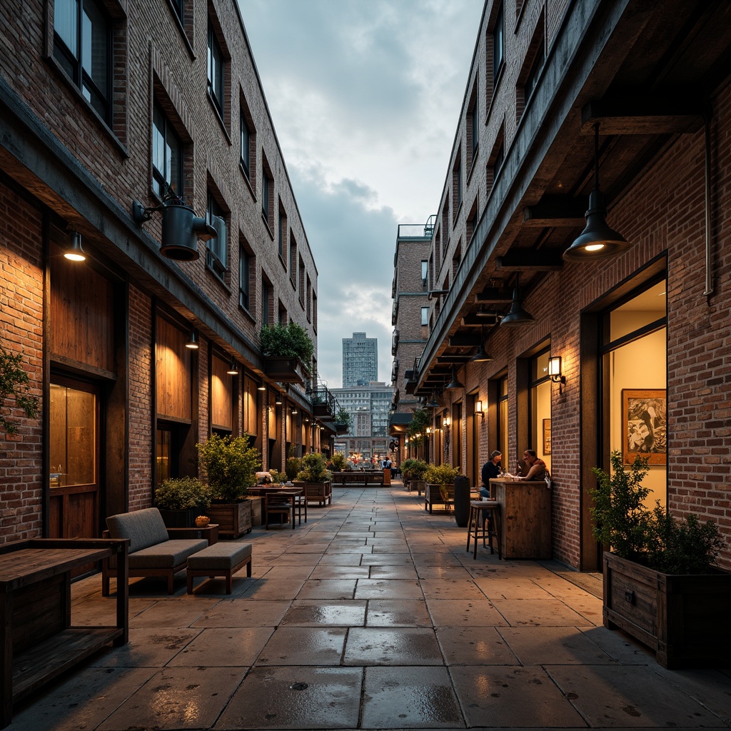 Prompt: Rustic factory setting, exposed brick walls, metal beams, reclaimed wood accents, industrial-style lighting fixtures, distressed concrete floors, vintage manufacturing equipment, urban cityscape, cloudy grey skies, dramatic warm lighting, shallow depth of field, 1/1 composition, realistic metallic textures, ambient occlusion.