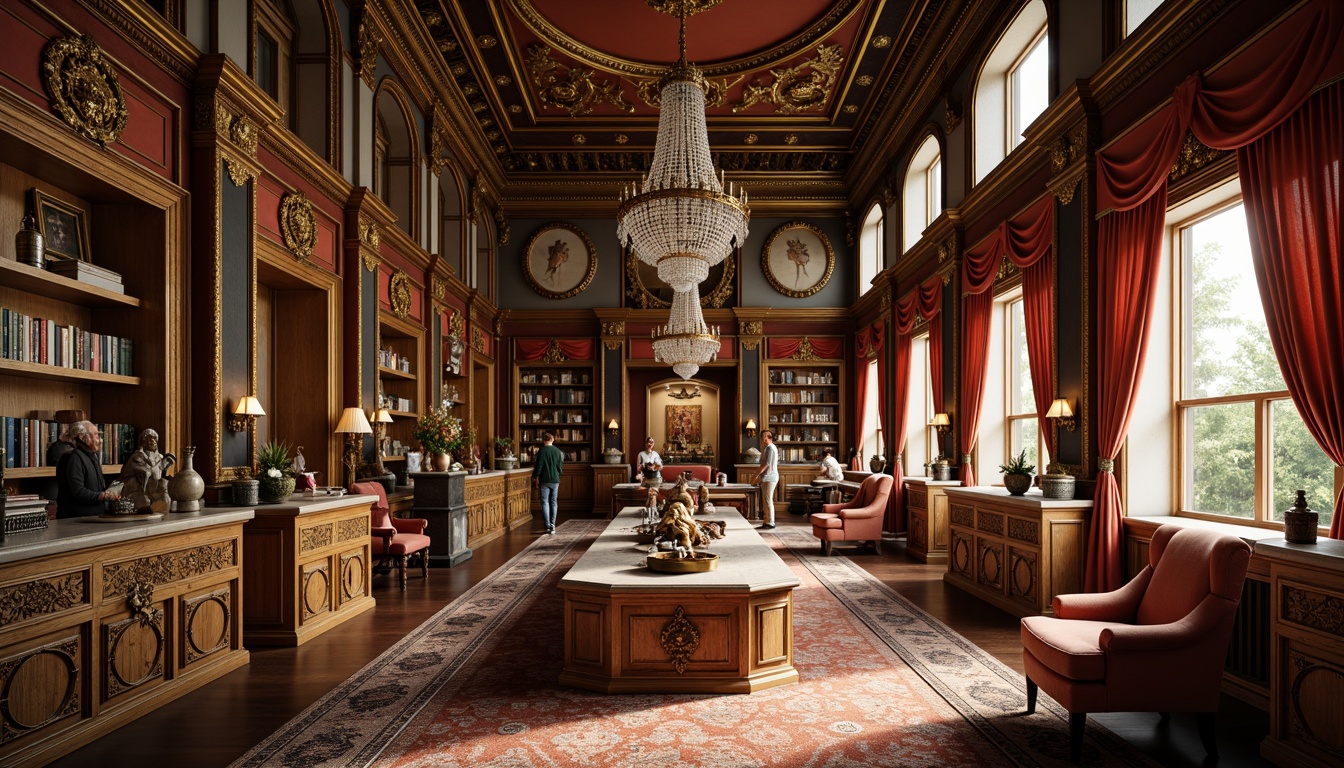 Prompt: Ornate craft room, luxurious fabrics, rich wood tones, gilded frames, intricately carved furniture, velvet drapes, crystal chandeliers, marble countertops, ornamental mirrors, lavish decorations, warm golden lighting, soft focus, shallow depth of field, 1/1 composition, realistic textures, ambient occlusion.