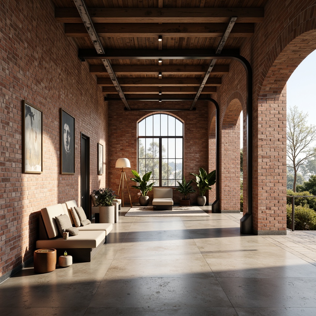 Prompt: Exposed brick walls, reclaimed wooden floors, polished concrete surfaces, industrial metal beams, minimalist decor, neutral color palette, natural textiles, earthy tone accents, rustic charm, cozy ambiance, warm soft lighting, shallow depth of field, 1/1 composition, realistic textures, ambient occlusion.