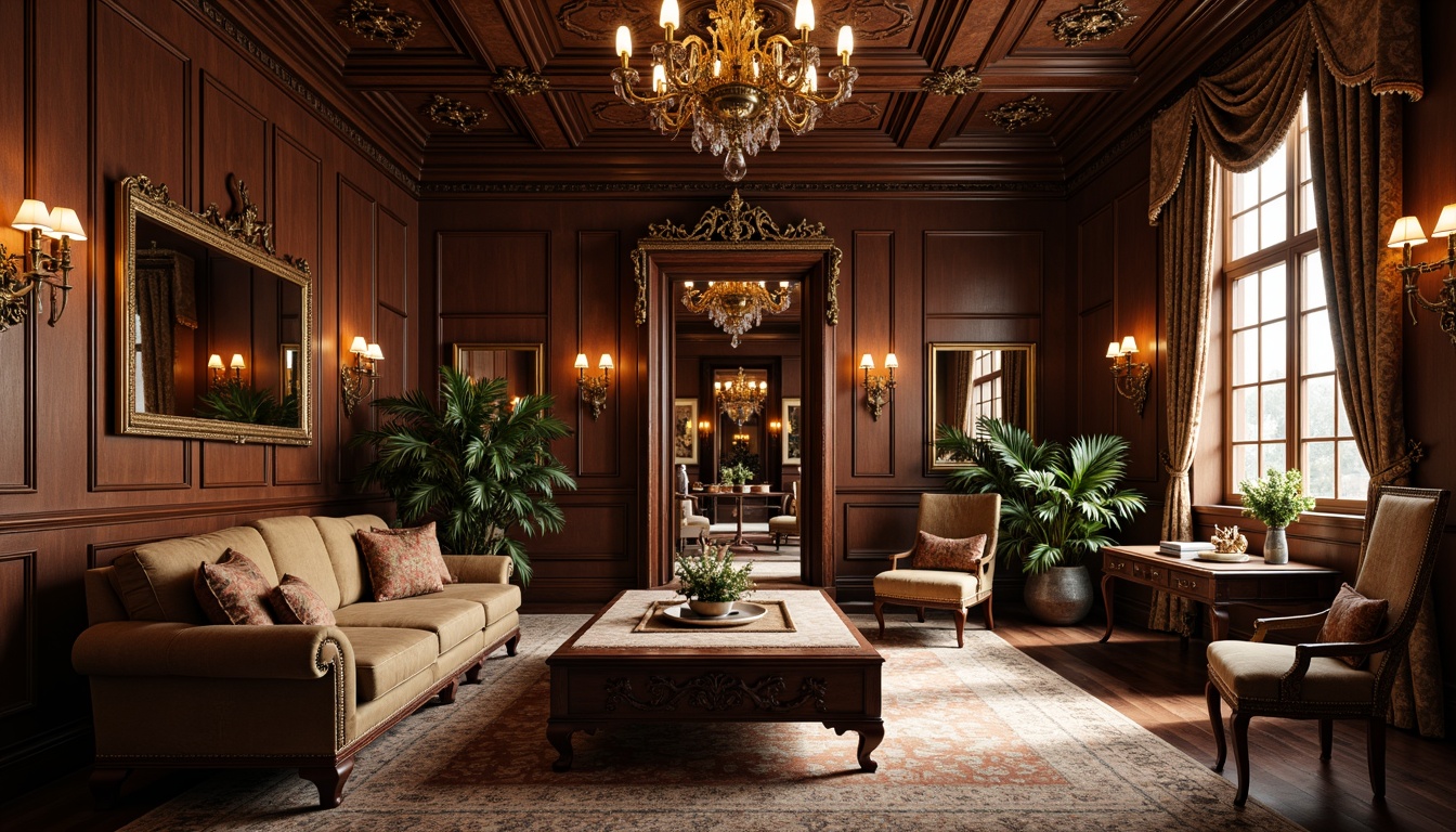 Prompt: Opulent craft room, rich wood tones, intricate carvings, ornate furnishings, velvet drapes, golden accents, lavish chandeliers, grandiose mirrors, antique hardware, luxurious fabrics, tufted upholstery, scrolled legs, curved lines, regal atmosphere, soft warm lighting, intimate scale, 1/1 composition, realistic textures, ambient occlusion.