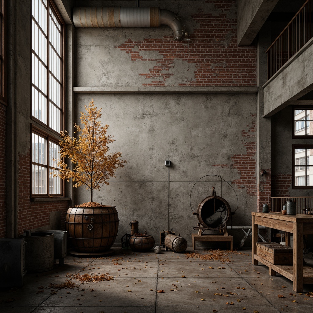 Prompt: Rustic industrial backdrop, distressed concrete walls, exposed brick textures, metallic accents, reclaimed wood planks, vintage machinery parts, urban cityscape views, moody atmospheric lighting, strong dramatic shadows, high-contrast photography, 1/2 composition, shallow depth of field, realistic rust and decay effects.