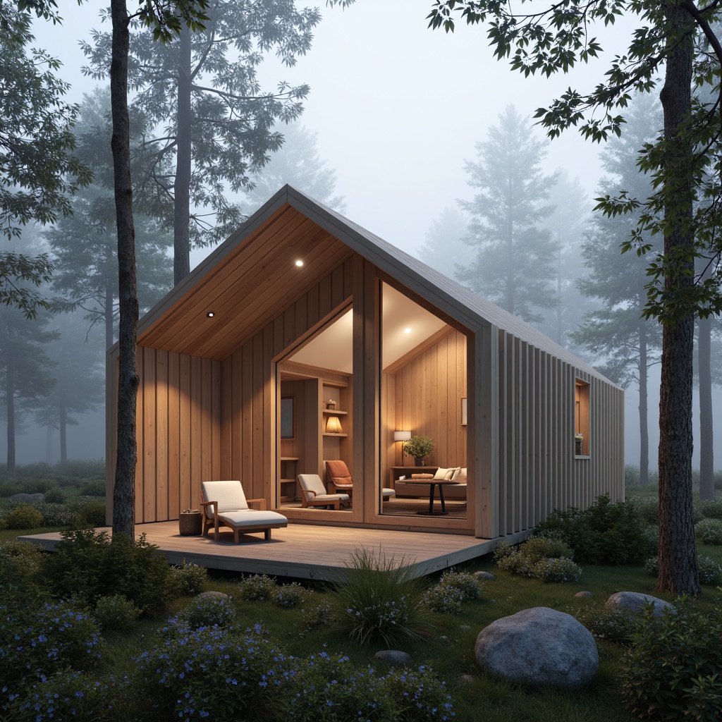 Prompt: Simple Scandinavian cabin, wooden exterior, clean lines, minimal ornamentation, functional simplicity, natural materials, light-colored wood, cozy interior, comfortable furniture, soft textiles, warm lighting, candles, calm atmosphere, serene forest surroundings, misty morning, subtle color palette, monochromatic tones, 1/1 composition, shallow depth of field, realistic textures, ambient occlusion.