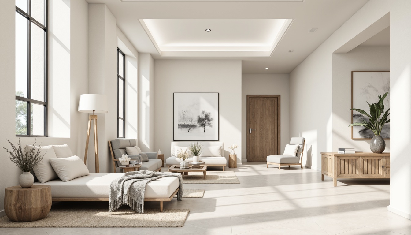 Prompt: Monochromatic interior, creamy whites, soft grays, warm beiges, natural textures, minimalist decor, sleek lines, simple shapes, neutral tones, calm atmosphere, diffused lighting, subtle shadows, 1/1 composition, shallow depth of field, realistic render, ambient occlusion.Let me know if you need any adjustments!