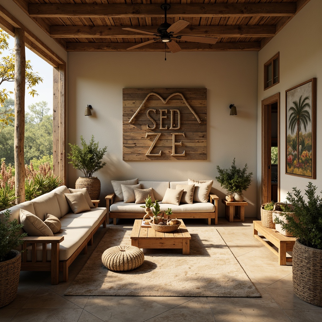 Prompt: Rustic farmhouse, vintage zoo decor, earthy tones, warm beige walls, reclaimed wood accents, natural stone floors, cozy plush furniture, soft greenery, wooden animal sculptures, woven baskets, distressed metal signs, warm golden lighting, shallow depth of field, 1/1 composition, realistic textures, ambient occlusion, sunny day, airy atmosphere.