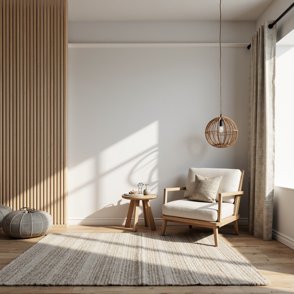 Prompt: Nordic minimalist interior, sparse decor, monochromatic color scheme, clean lines, simple shapes, natural materials, oak wood accents, woven textiles, subtle patterns, ambient lighting, soft shadows, 3/4 composition, shallow depth of field, panoramic view, realistic textures, ambient occlusion.