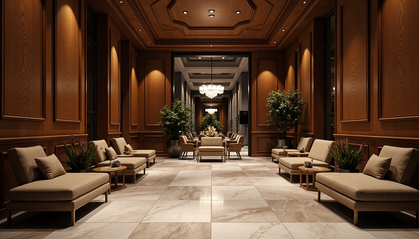 Prompt: Luxurious interior space, rich wood accents, polished marble floors, ornate metalwork, vintage furniture pieces, subtle patina, soft warm lighting, 3/4 composition, shallow depth of field, warm color palette, traditional architectural details, modern minimalist lines, sleek glass surfaces, matte finish, ambient occlusion.