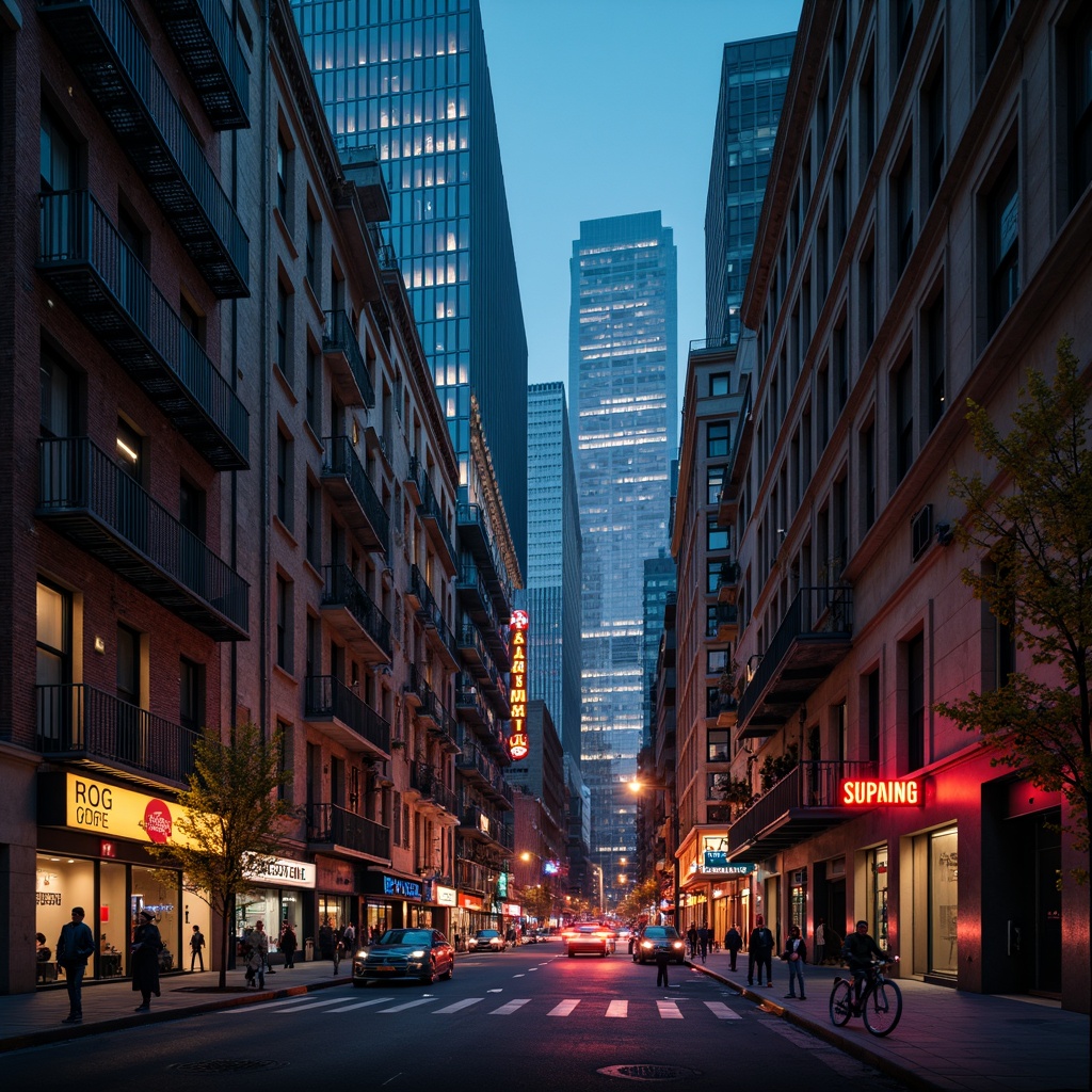 Prompt: Vibrant cityscape, neon lights, dark alleys, contrasting architectural styles, modern skyscrapers, historic landmarks, busy streets, nightfall, warm golden lighting, deep shadows, high contrast ratio, dramatic composition, low-angle shot, cinematic mood, gritty urban textures, atmospheric fog.