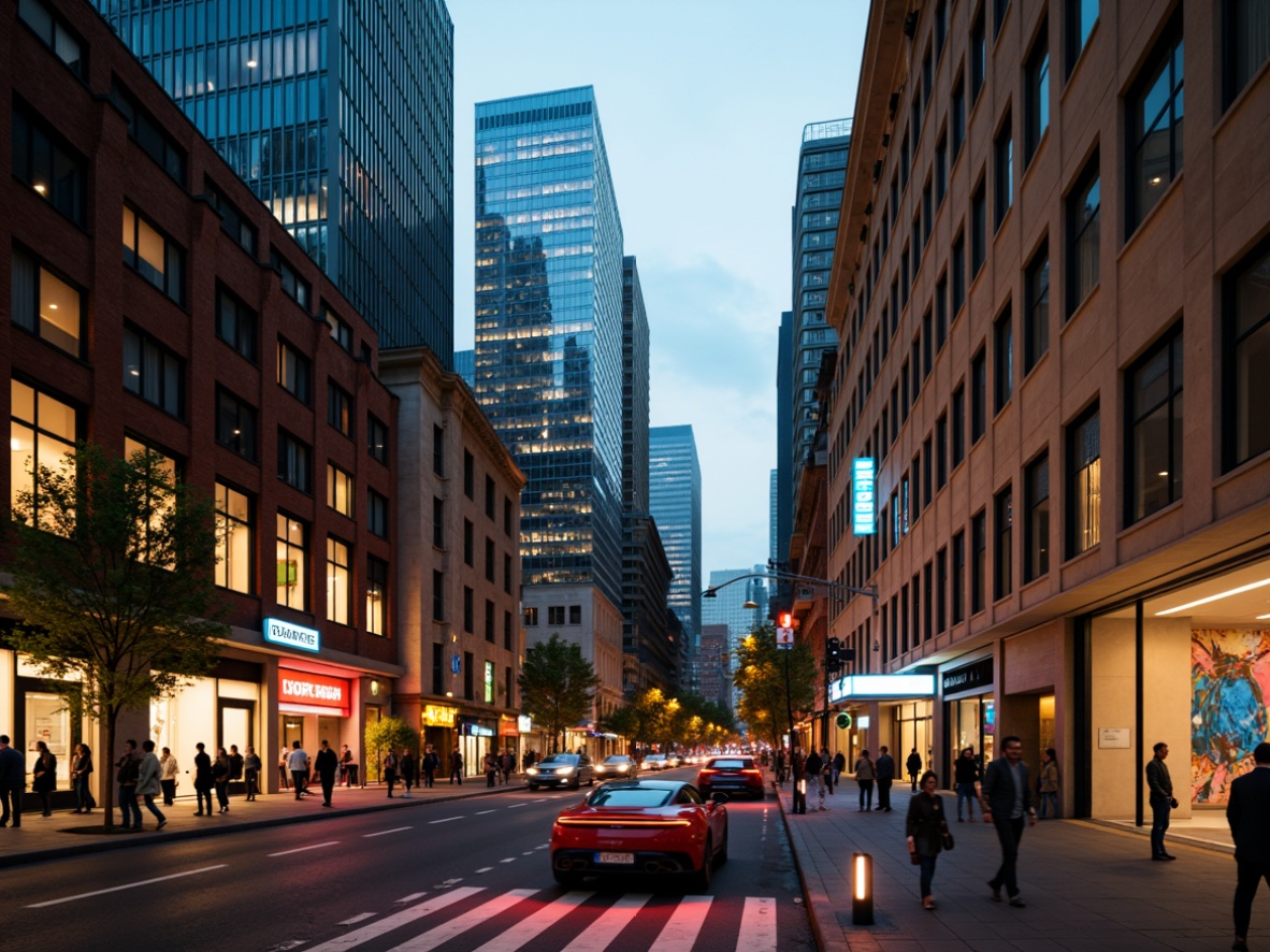 Prompt: Dramatic urban cityscape, contrasting skyscrapers, modern glass towers, historic stone buildings, vibrant street art, neon lights, busy streets, rushing pedestrians, sleek sports cars, misty evening atmosphere, warm golden lighting, high contrast ratio, 1/1 composition, shallow depth of field, cinematic color grading.