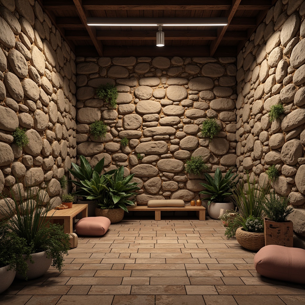 Prompt: Rustic stone walls, earthy tones, organic textures, natural rock formations, rugged brick patterns, distressed wooden planks, vintage metal accents, industrial chic aesthetic, urban loft atmosphere, warm ambient lighting, shallow depth of field, 1/1 composition, realistic renderings, detailed normal maps.